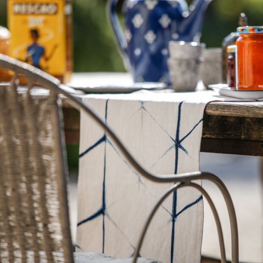 IIndigo shibori table runner