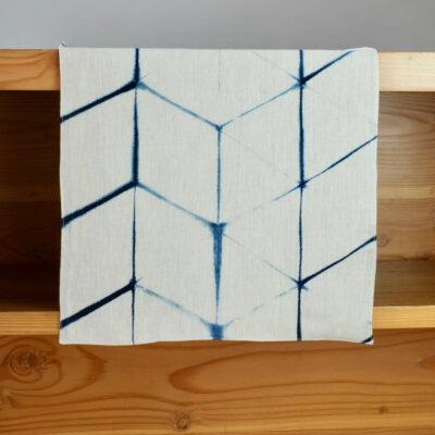Mei Line table runner indigo shibori