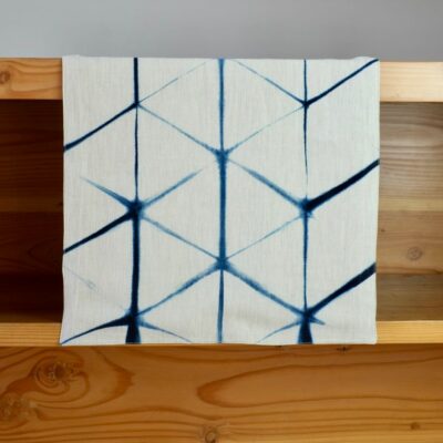 Mei Line table runner indigo shibori