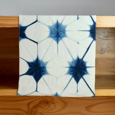 Mei Line table runner indigo shibori
