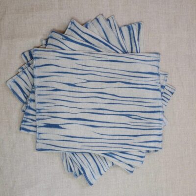 Pair of linen arashi shibori place mats
