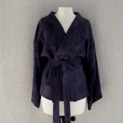 vintage linen cardigan logwood dye