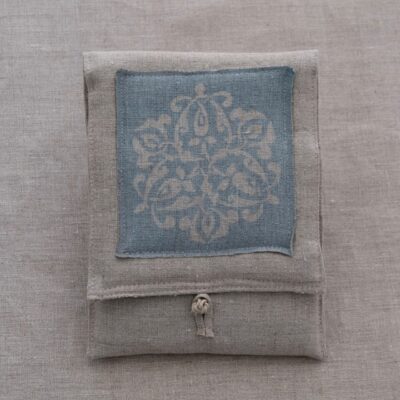 Indigo linen iPad pouch