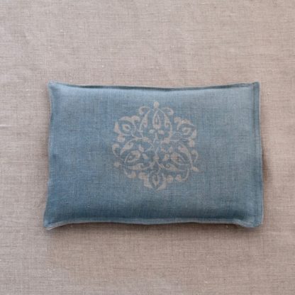 warming cushion linen indigo lavender