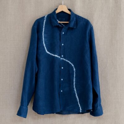 Shirt indigo shibori linen