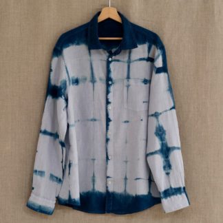 Shirt indigo shibori linen