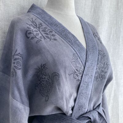 Vintage hemp yukata, block printed