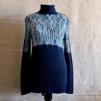 Personalised wooly jumper w indigo shibori