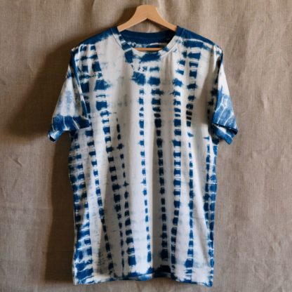 Indigo shibori dyed T shirt