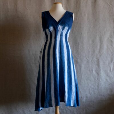 Indigo shibori up cycled dress