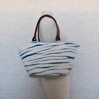 Arashi shibori basket hand bag