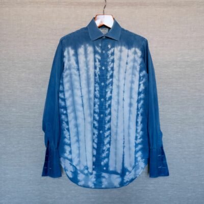 Indigo shibori up cycled shirt