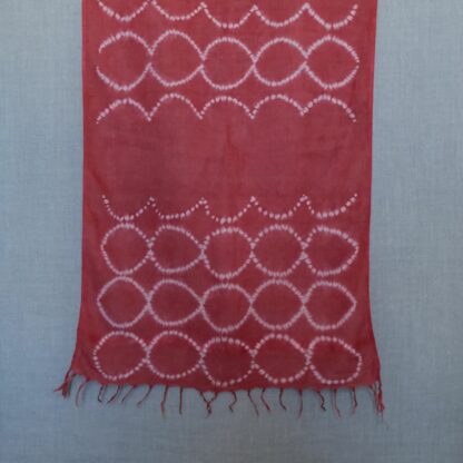 Linen scarf dyed with madder shibori