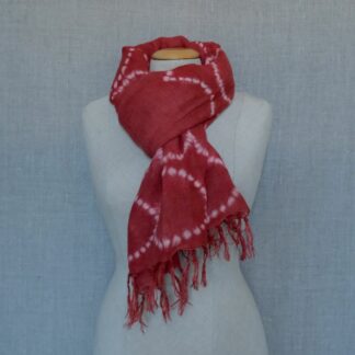 Linen scarf dyed with madder shibori