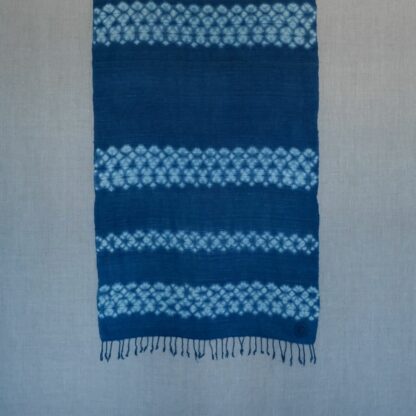 Eri silk scarf dyed with indigo shibori