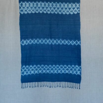 Eri silk scarf dyed with indigo shibori