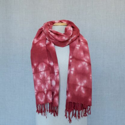 Eri silk scarf in madder shibori