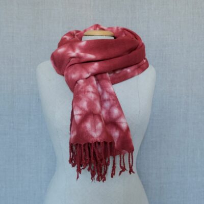 Eri silk scarf in madder shibori