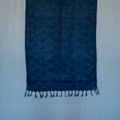 Linen scarf dyed with indigo shibori