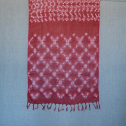 Linen scarf dyed with madder shibori