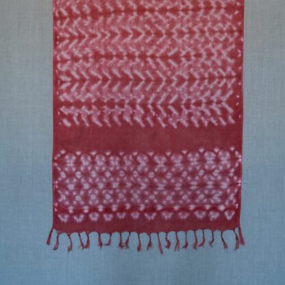 Linen scarf dyed with madder shibori