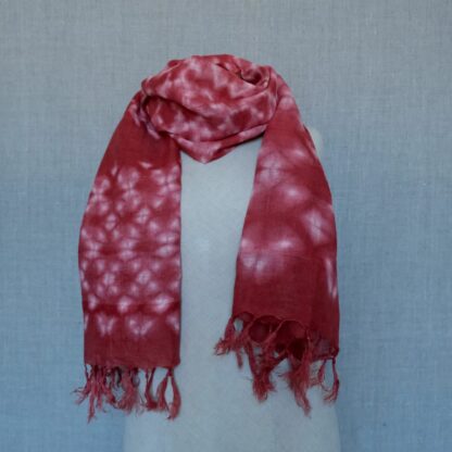 Linen scarf dyed with madder shibori