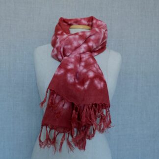 Linen scarf dyed with madder shibori