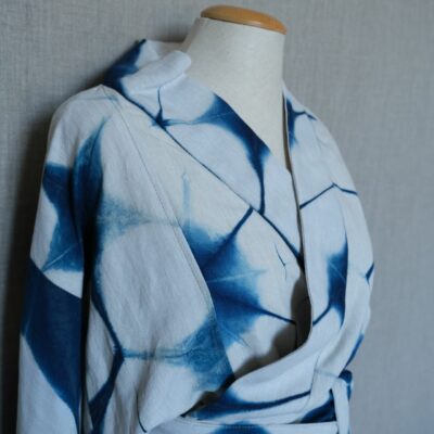 Itajime shibori linen dress