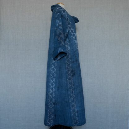 Antique hemp dress dyed in indigo shibori