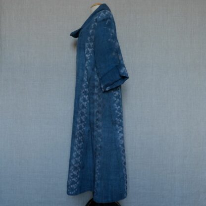 Antique hemp dress dyed in indigo shibori