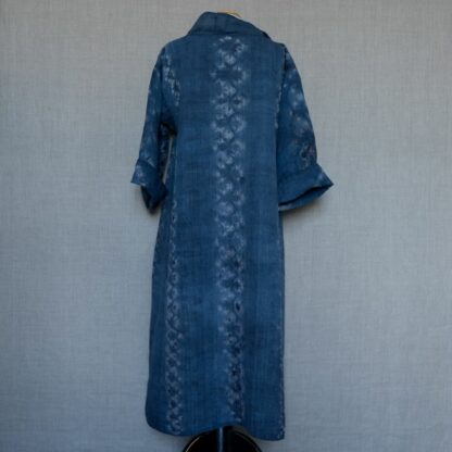 Antique hemp dress dyed in indigo shibori