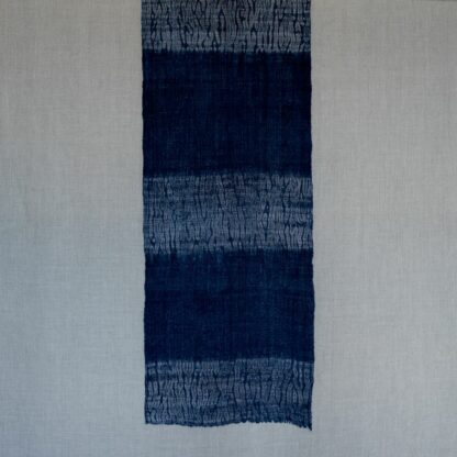 Antique hemp table runner indigo mukume shibori