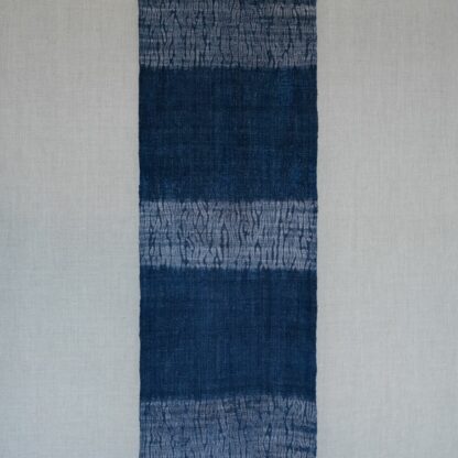 Antique hemp table runner indigo mukume shibori