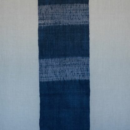 Antique hemp table runner indigo mukume shibori