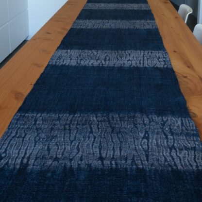 Antique hemp table runner indigo mukume shibori