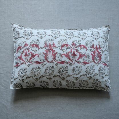 Printed antique linen cushion cover