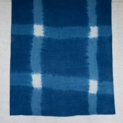 Linen plaid in indigo shibori