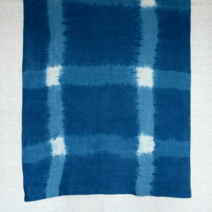 Linen plaid in indigo shibori