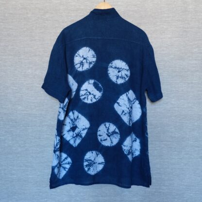 Indigo shibori linen shirt