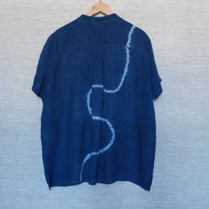 Indigo shibori linen shirt