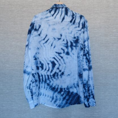 Indigo shibori linen shirt