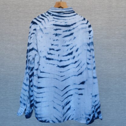 Indigo shibori linen shirt