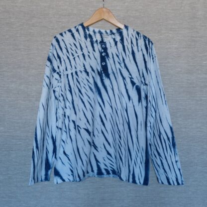 Indigo shibori linen shirt