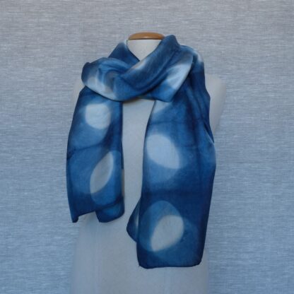 Silk scarf in indigo itajime shibori