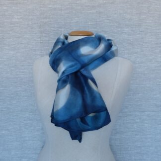 Silk scarf in indigo itajime shibori