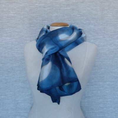 Silk scarf dyed in itajime shibori