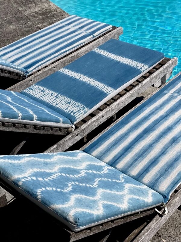 Indigo shiboris on lounger covers
