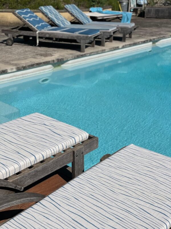 Indigo shiboris on lounger covers