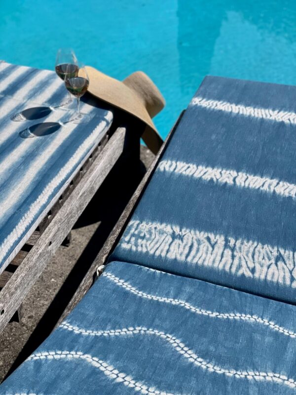 Indigo shiboris on lounger covers