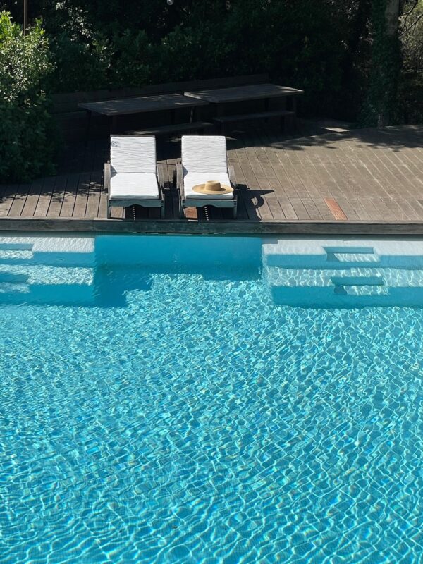 Indigo shiboris on lounger covers